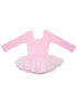 Girls Pink Rhinestone Bow Accent Long Sleeve Ballet Dress 9M-8 - SophiasStyle.com